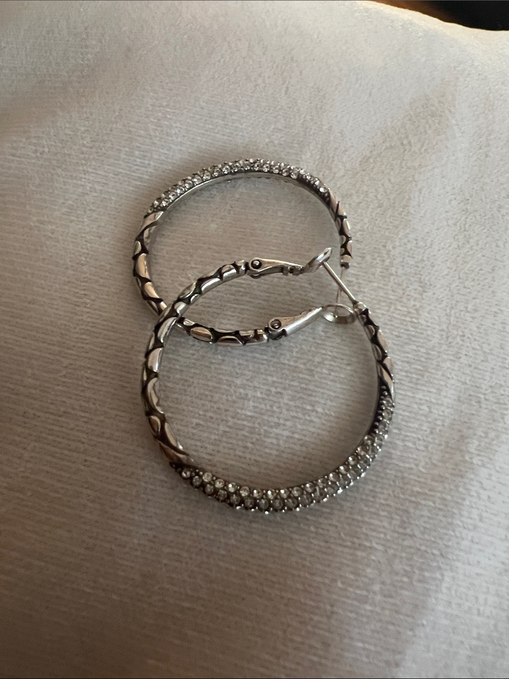 Brighton Silver-Tone Crystal Hoop Earrings